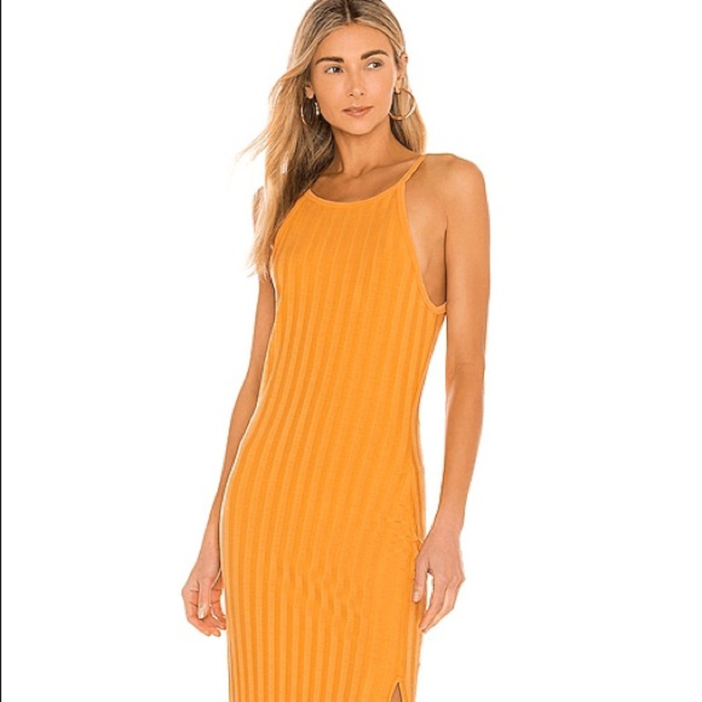 NWT Jonathan Simkhai Standard Megan Dress Tangerine  Size S (Ribbed Maxi Dress)